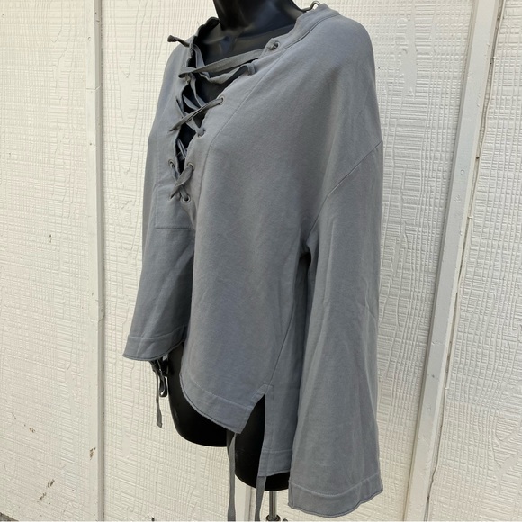 Skin organic cross tie front oversized sweatshirt, size small. - Picture 2 of 12